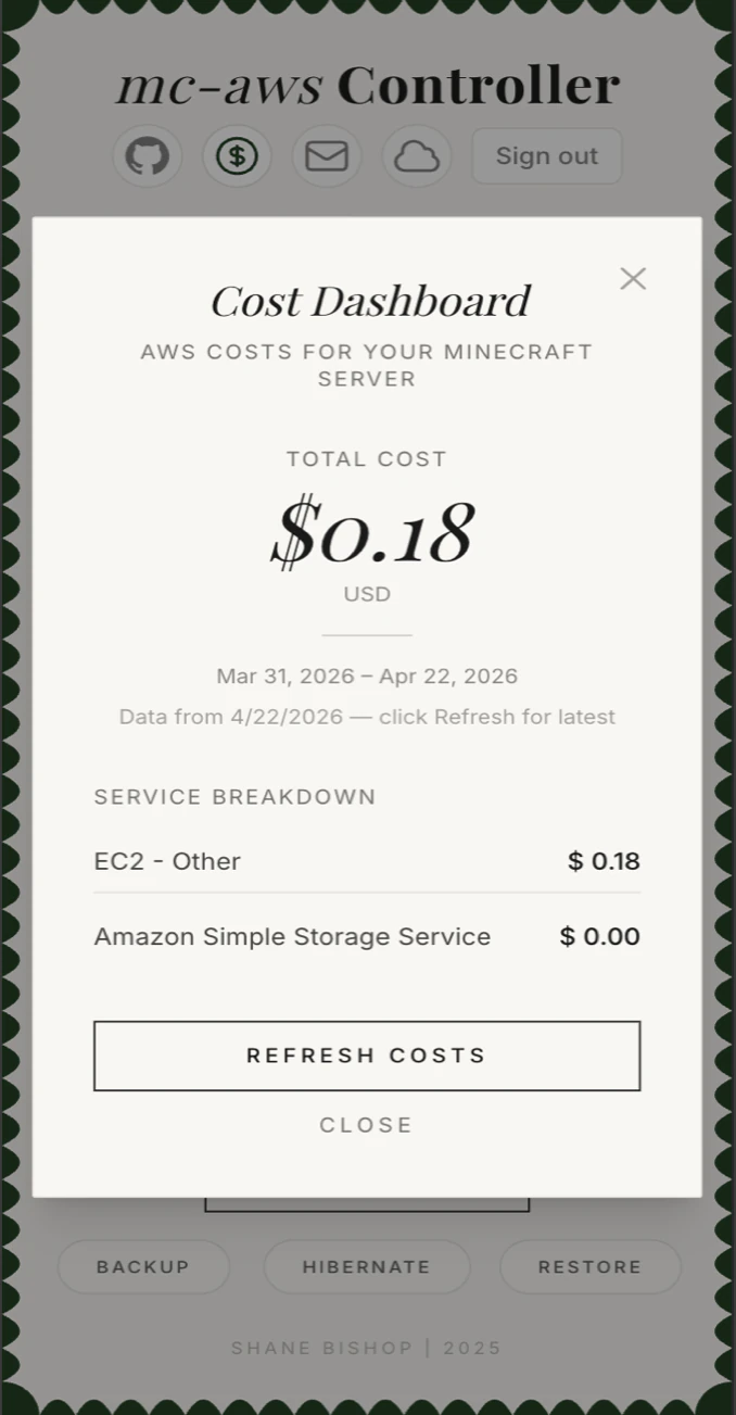 Mc-Aws AWS cost dashboard
