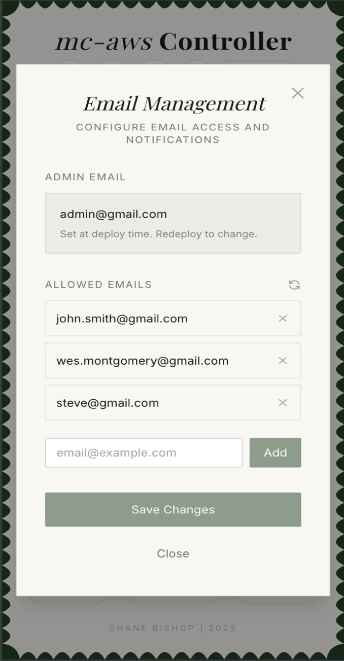 Mc-Aws email access management